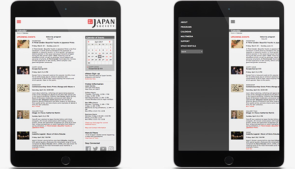Japan Society Site on Tablets